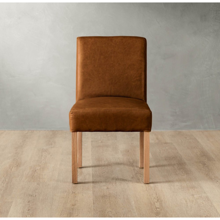 Chunky Leather Dining Chair - Oak - Butterscotch - 4