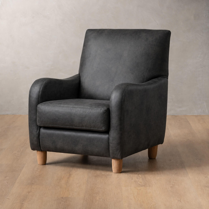 Midlands Leather Armchair - Midnight