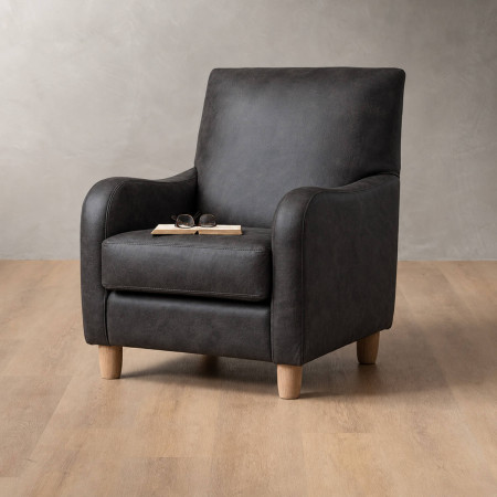 Midlands Leather Armchair - Midnight