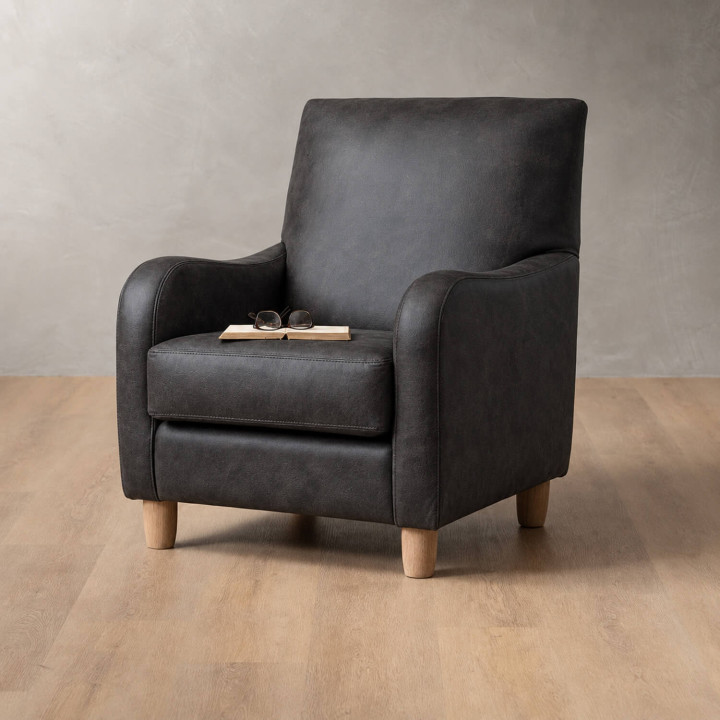 Midlands Leather Armchair - Midnight 2