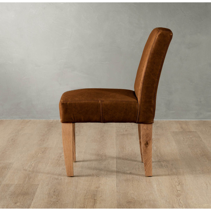 Chunky Leather Dining Chair - Oak - Butterscotch - 5