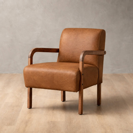 Palmiet Leather Armchair - Blackwood - Caramel