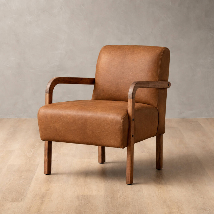 Palmiet Leather Armchair - Blackwood - Caramel