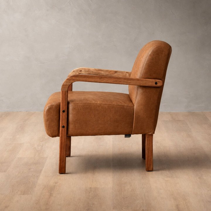 Palmiet Leather Armchair - Blackwood - Caramel