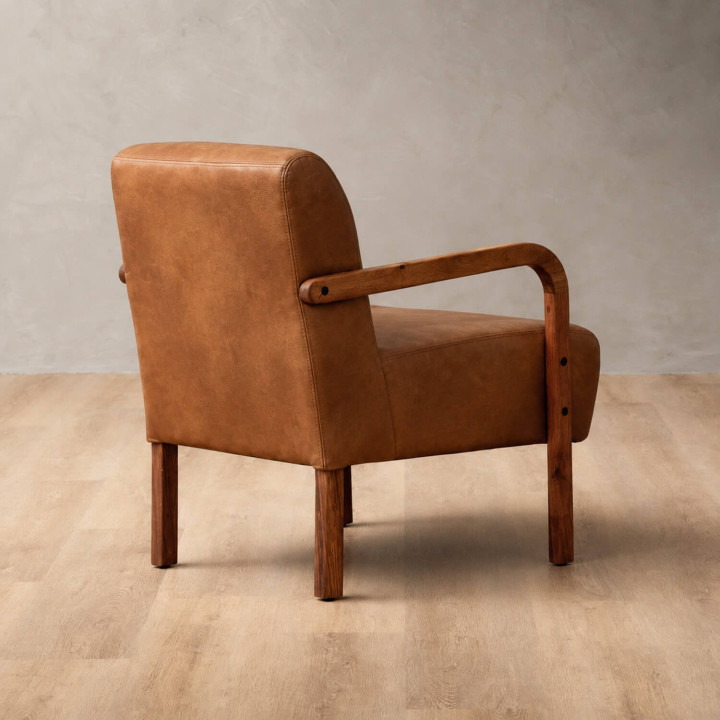 Palmiet Leather Armchair - Blackwood - Caramel