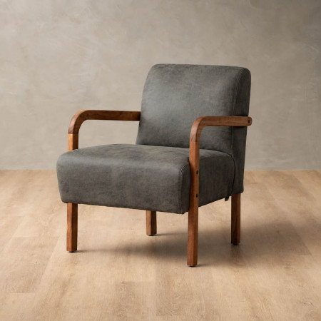 Palmiet Leather Armchair - Blackwood - Charcoal