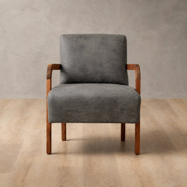 Palmiet Leather Armchair - Blackwood - Charcoal
