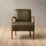 Palmiet Leather Armchair - Blackwood - Olive 2