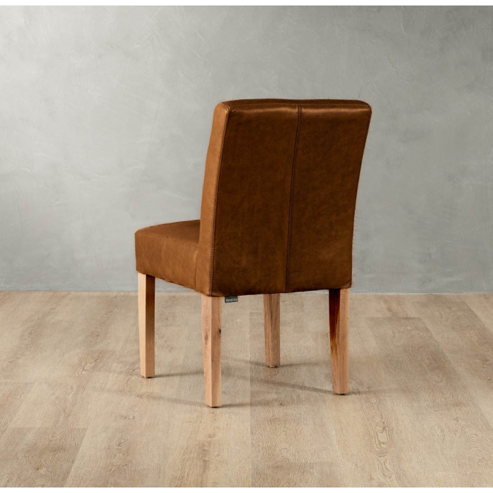 Chunky Leather Dining Chair - Oak - Butterscotch - 6
