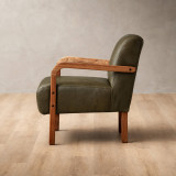 Palmiet Leather Armchair - Blackwood - Olive 3