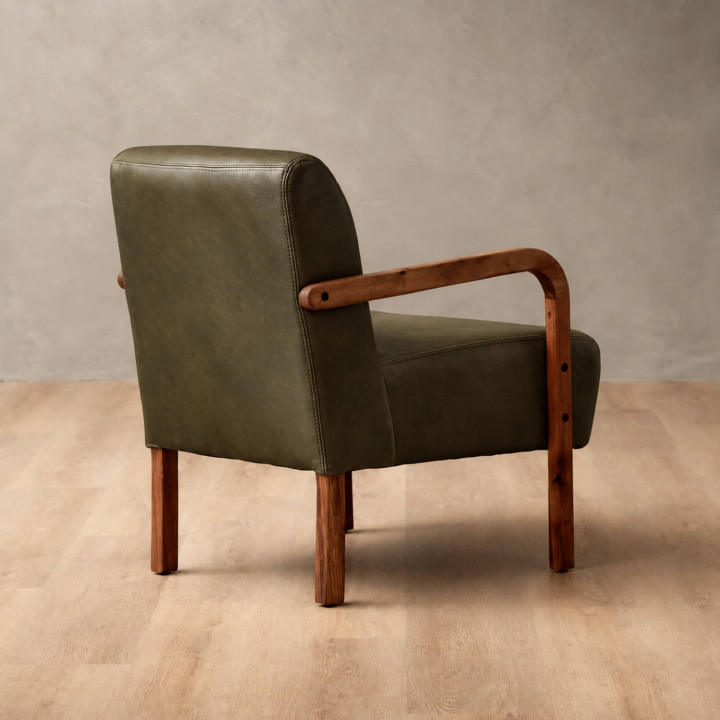 Palmiet Leather Armchair - Blackwood - Olive 4