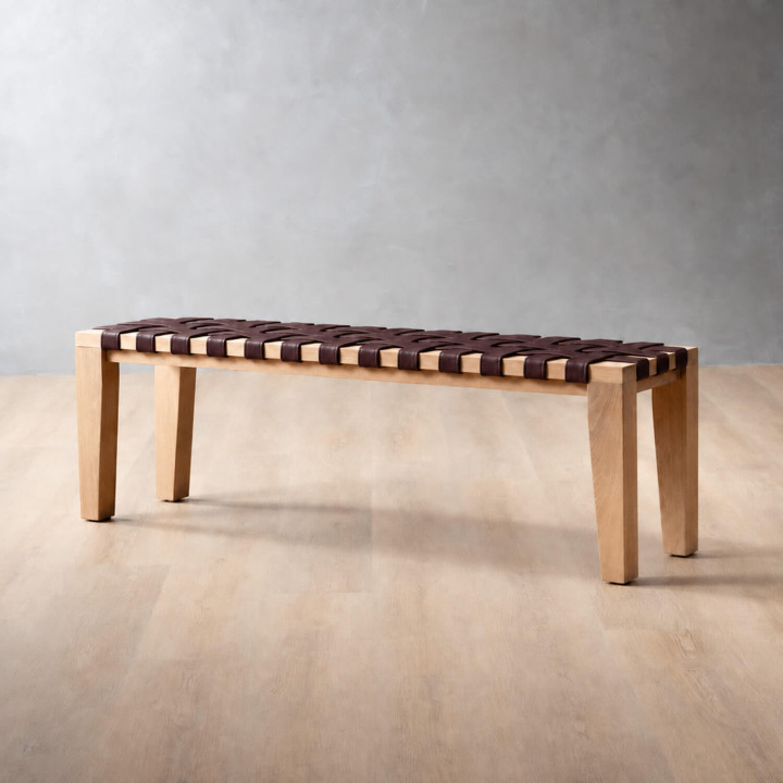 1.2m Riempie Bench - Oak - Coffee