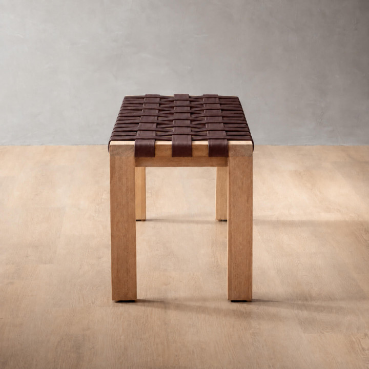 1.2m Riempie Bench - Oak - Coffee
