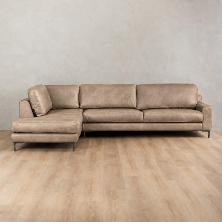 Tulbagh Leather Corner Couch with XL Daybed Left - Taupe 2