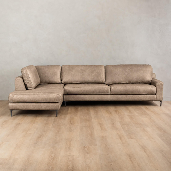 Tulbagh Leather Corner Couch with XL Daybed Left - Taupe 2