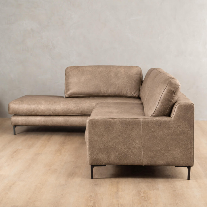 Tulbagh Leather Corner Couch with XL Daybed Left - Taupe