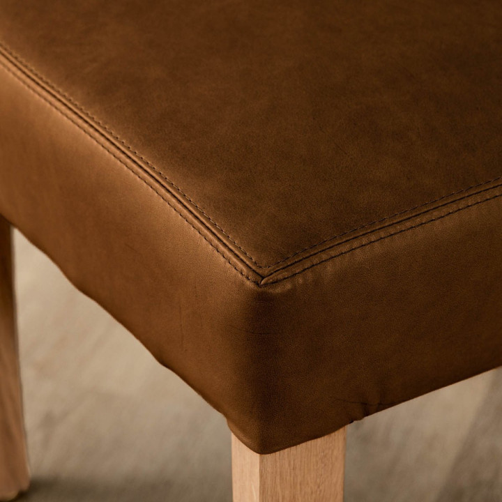 Chunky Leather Dining Chair - Oak - Butterscotch - 8