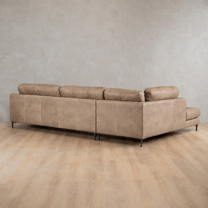 Tulbagh Leather Corner Couch with XL Daybed Left - Taupe