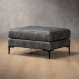 Tulbagh Leather Ottoman - Charcoal