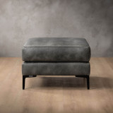 Tulbagh Leather Ottoman - Charcoal