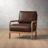 Vrede Leather Armchair - Oak - Brown