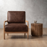 Vrede Leather Armchair - Oak - Brown