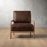 Vrede Leather Armchair - Oak - Brown