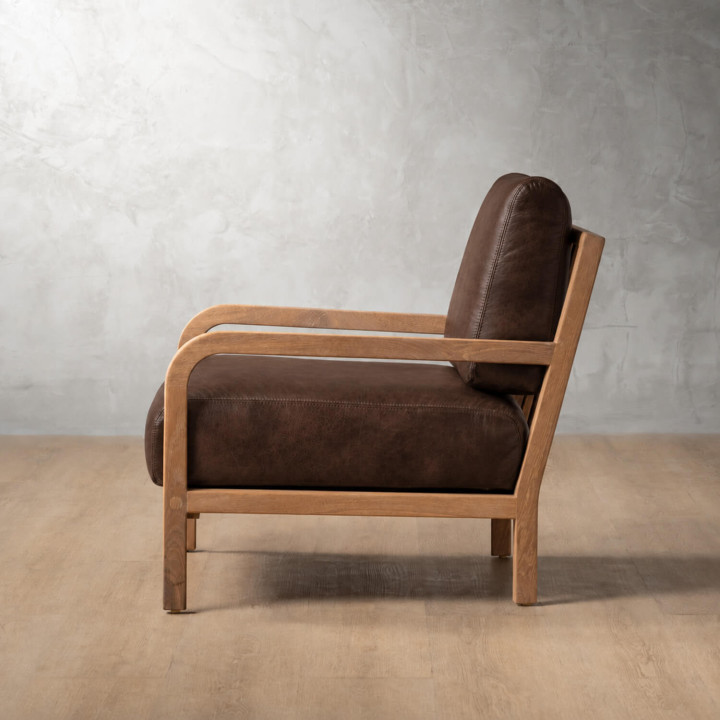 Vrede Leather Armchair - Oak - Brown 5