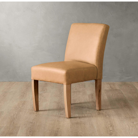 Chunky Leather Dining Chair - Oak - Desert