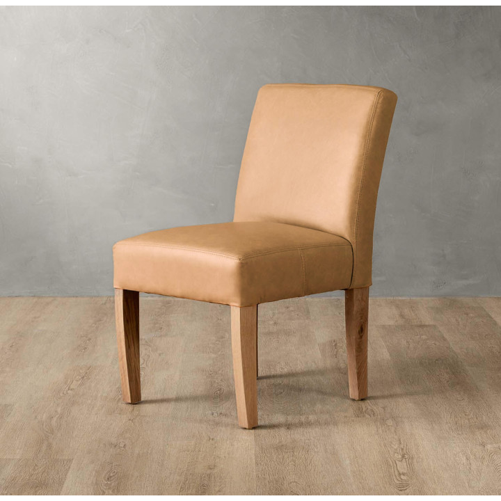 Chunky Leather Dining Chair - Oak - Desert - 1