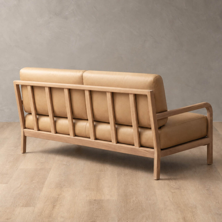 Vrede 2-Seater Leather Couch - Oak - Desert