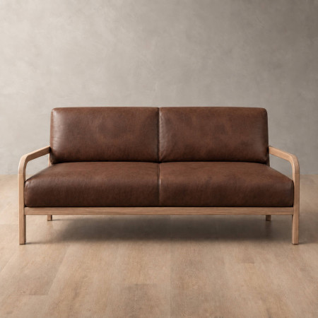 Vrede 3-Seater Leather Couch - Oak - Brown