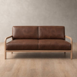 Vrede 3-Seater Leather Couch - Oak - Brown