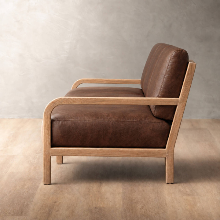 Vrede 3-Seater Leather Couch - Oak - Brown