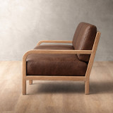 Vrede 3-Seater Leather Couch - Oak - Brown