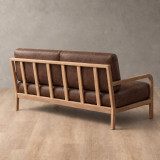 Vrede 3-Seater Leather Couch - Oak - Brown