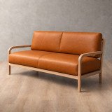 Vrede 3-Seater Leather Couch - Oak - Ginger
