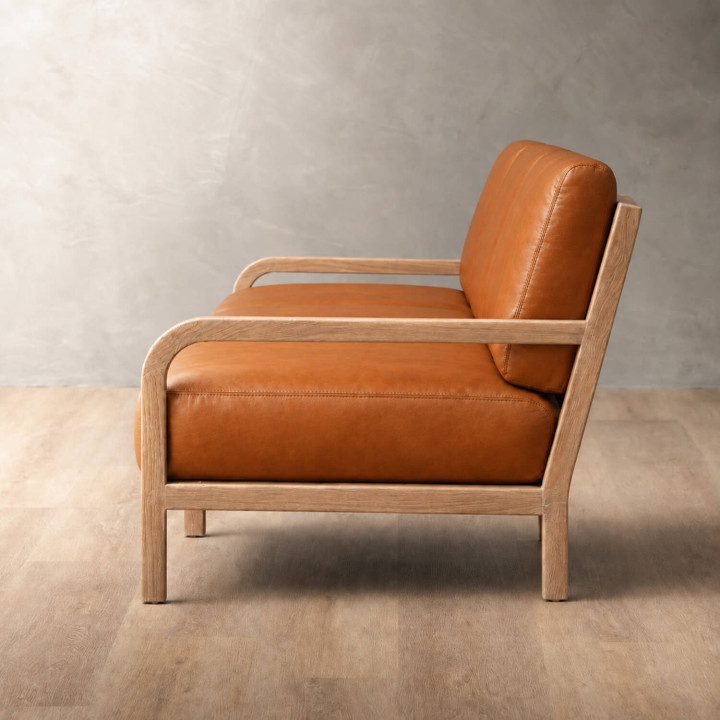 Vrede 3-Seater Leather Couch - Oak - Ginger