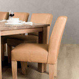 Chunky Leather Dining Chair - Oak - Desert - 2