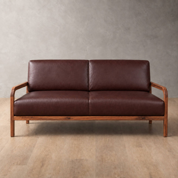 Vrede 3-Seater Leather Couch - Blackwood - Coffee