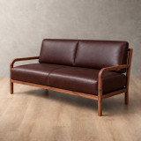Vrede 3-Seater Leather Couch - Blackwood - Coffee