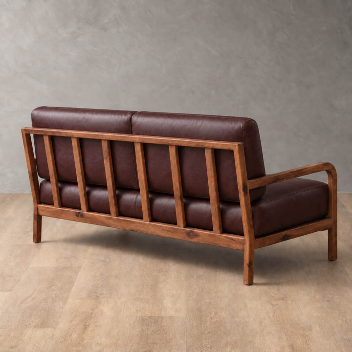 Vrede 3-Seater Leather Couch - Blackwood - Coffee 4