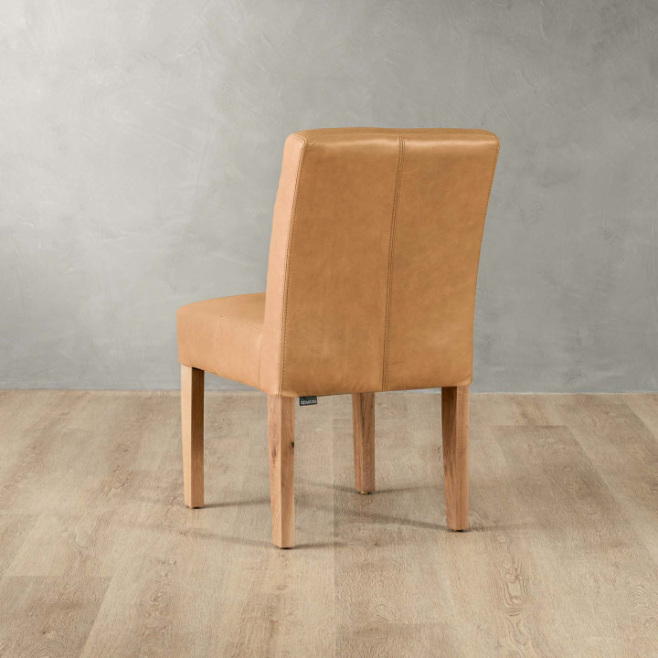 Chunky Leather Dining Chair - Oak - Desert - 3