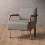 Palmiet Leather Armchair - Oak - Grey 3