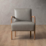 Palmiet Leather Armchair - Oak - Grey 2