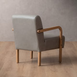 Palmiet Leather Armchair - Oak - Grey