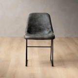 Hand-Stitched Leather Dining Chair - Charcoal - 2