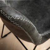 Hand-Stitched Leather Dining Chair - Charcoal - 3