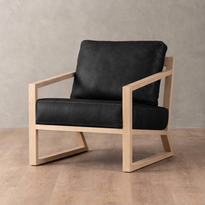Clarens Leather Armchair - Oak - Black