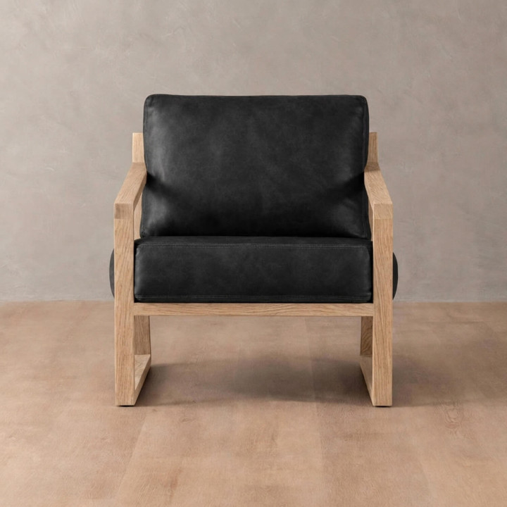 Clarens Leather Armchair - Oak - Black